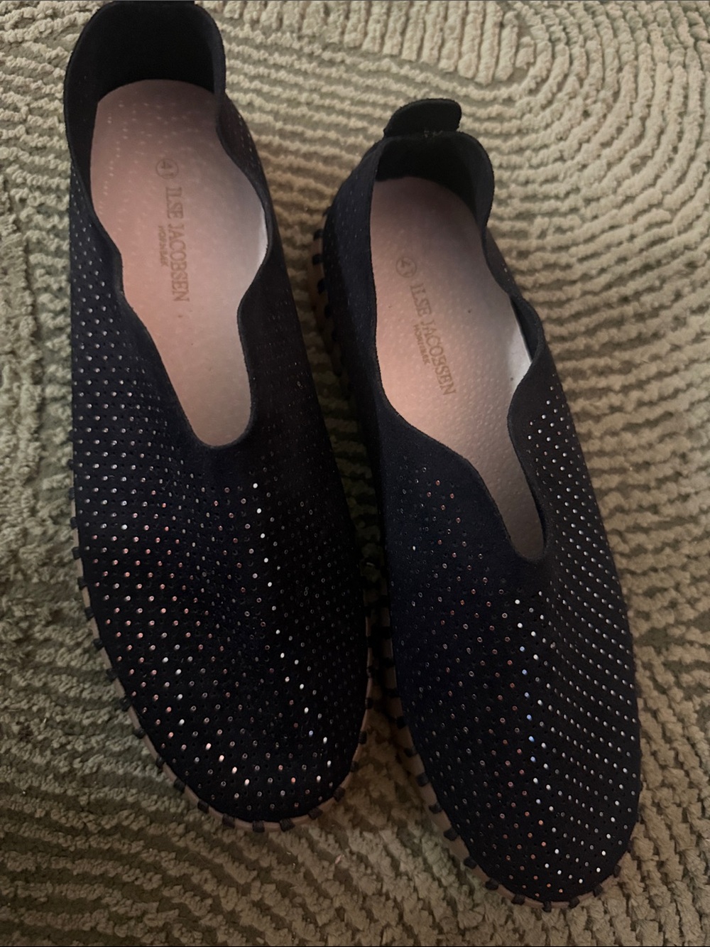Ilse Jaonsen Black Slip-On Perforated Loafers